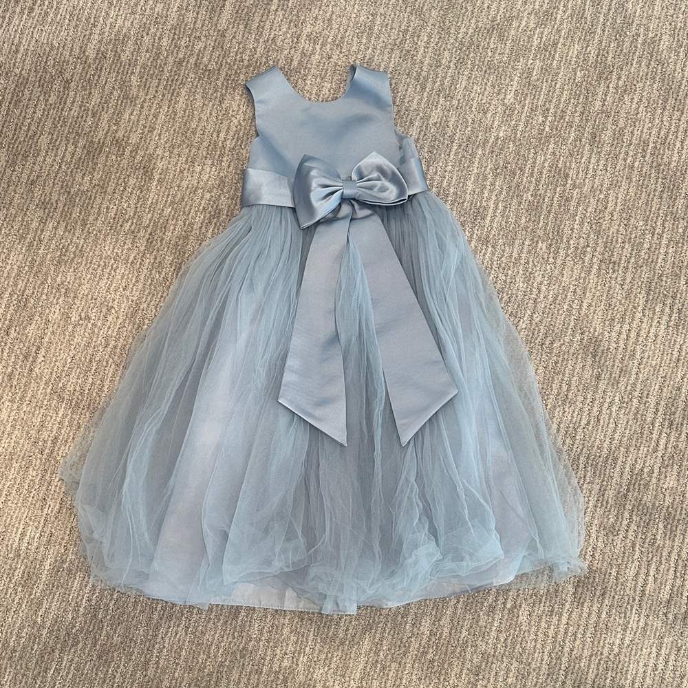 Elegant Blue Kids Dress with Bow